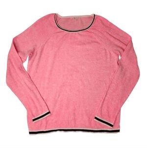 Juicy Couture Neon Pink Long Sleeve Sweater with Black and White Trim